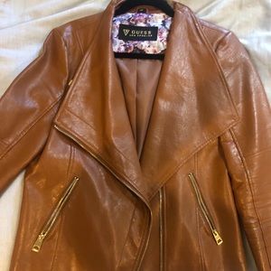 Guess Asymmetrical Zip Faux Leather Jacket